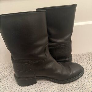 Chanel Black Leather Boots